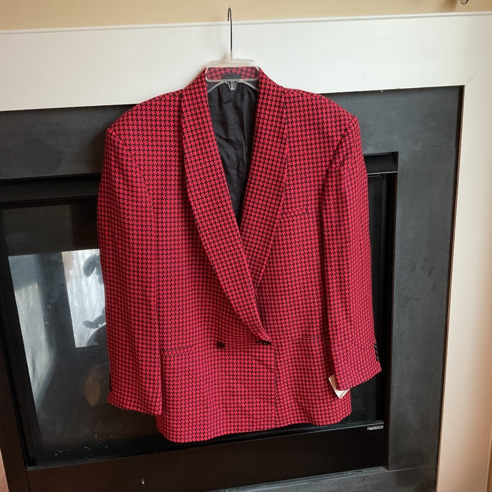 Cezar Del Prado Blazer 40R Jacket Sport Coat Red Black